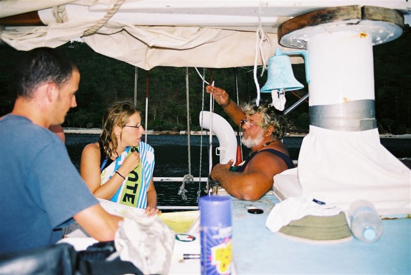 Talking with the captain.