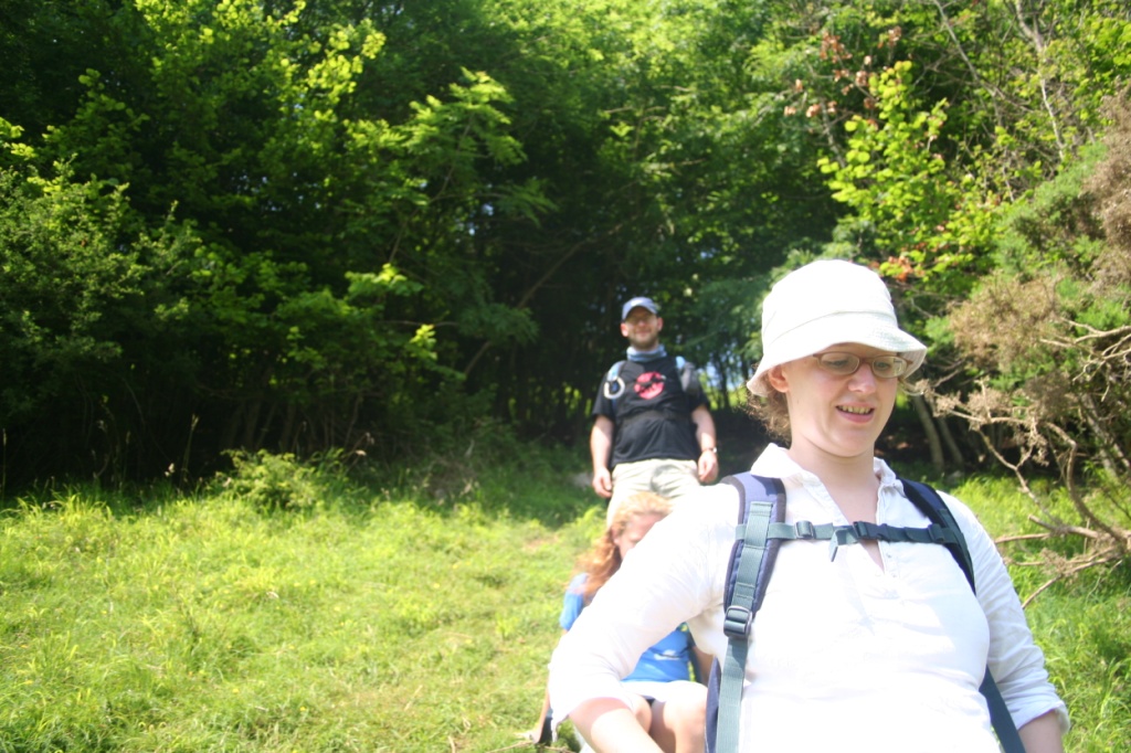 Maurice, Heidi and Rachel heading downhill.