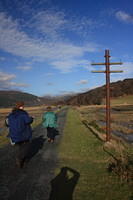 Walking along the old railway line.