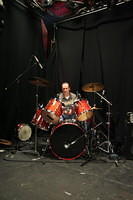 Andy Jack warming up on stage.